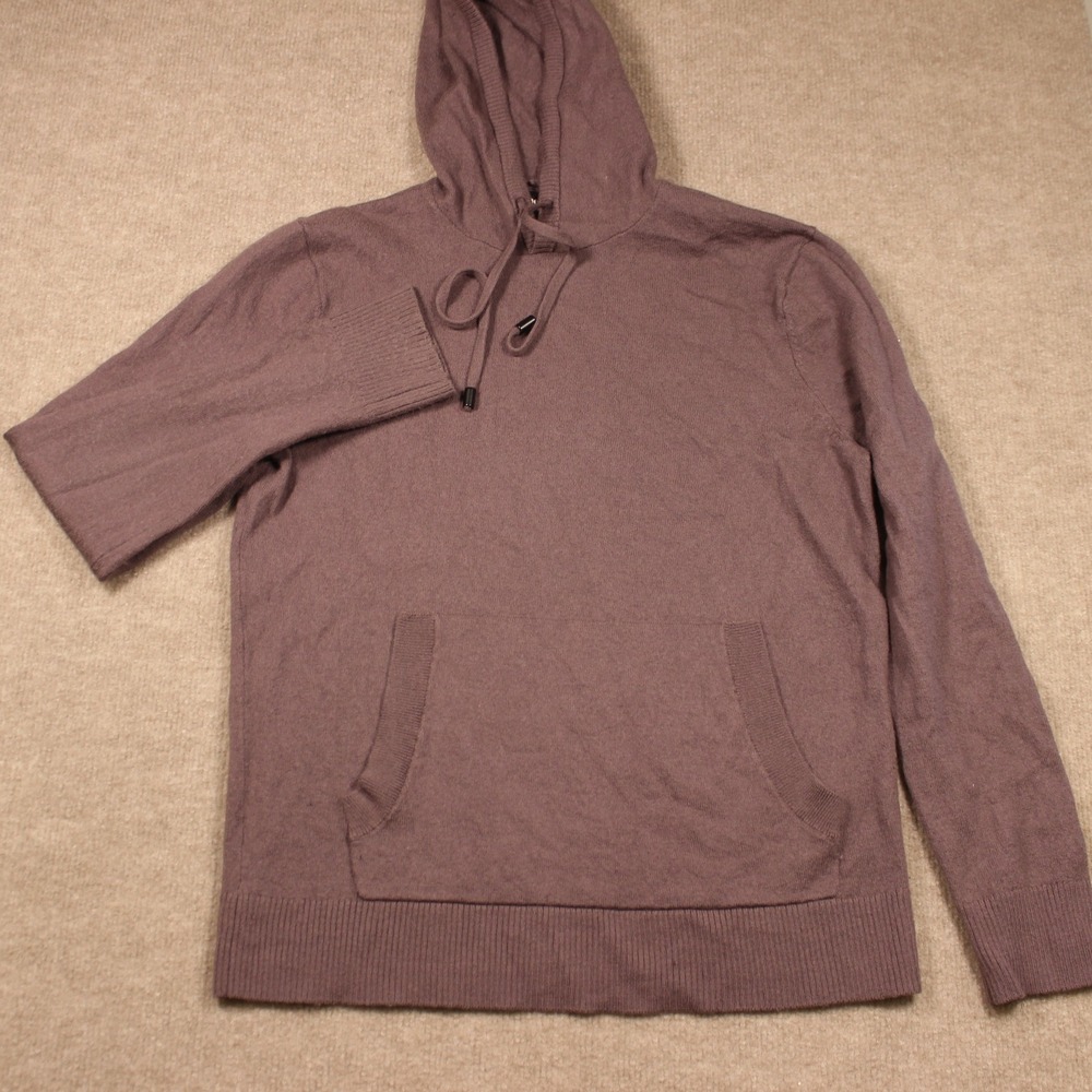 The Commons Mens Merino Wool Blend Hoodie Sweater Plum Mauve MGS10075 Size M